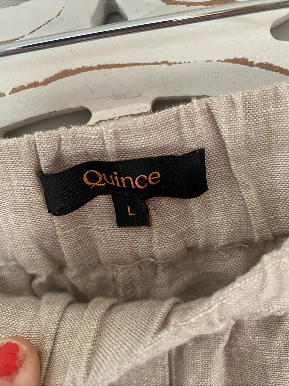 Quince 100% Linen Pull-On Pants L Flax Natural Boho Beach Sustainable Coastal